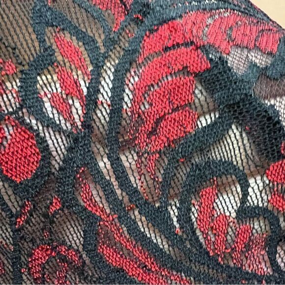 Vintage Y2K Fredericks of Hollywood red black low cut lace teddy sz L stretchy - Picture 15 of 15